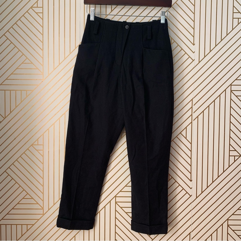 Annette Görtz Cappa Cropped Cuffed Wool cashmere blend Black cuffed roll hem 36